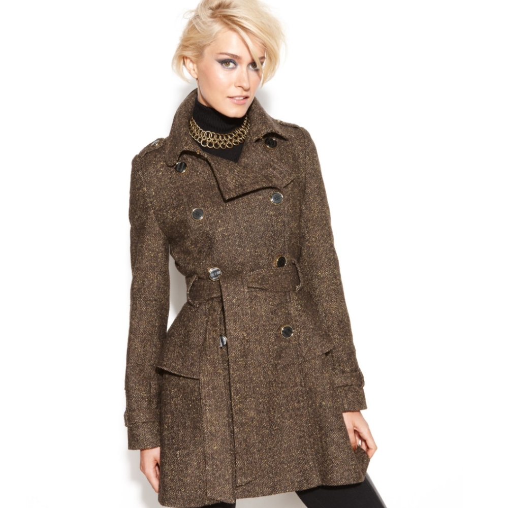 Steve Madden belted peplum tweed jacket